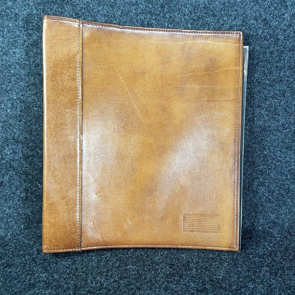 Vintage EMPTY IBM 3 ring binder top grain leather, new old stock, New